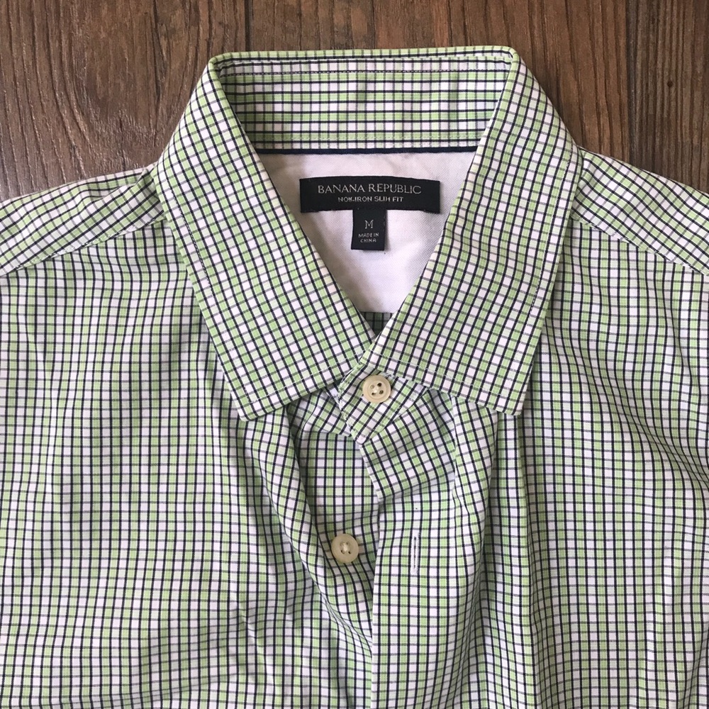 Banana Republic Green Checkered Button Down